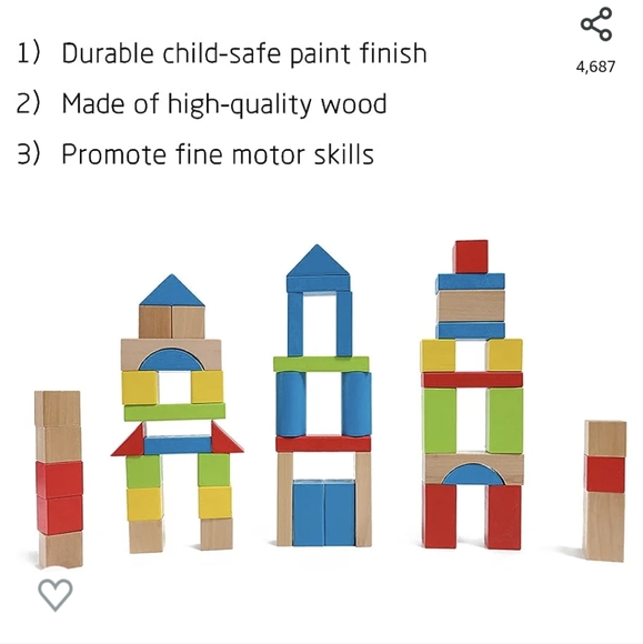 Hape Wooden Block set, 50 pieces with storage bag - Picture 2 of 6